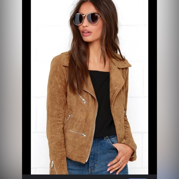 Lulu's Brown faux suede with Asymmetrical Zipper jacket size XL new with tag - Picture 1 of 12